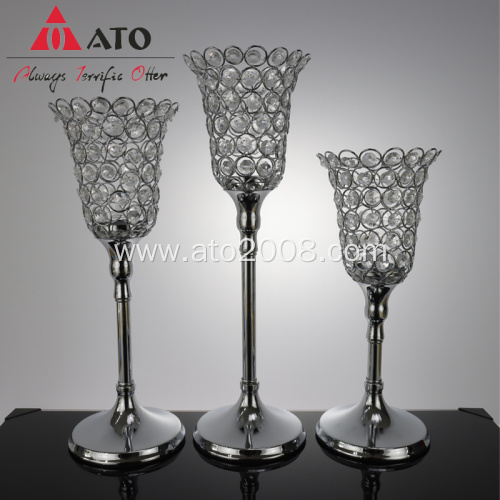 Round Goblet Centerpiece Crystal Clear Glass Candle Holders